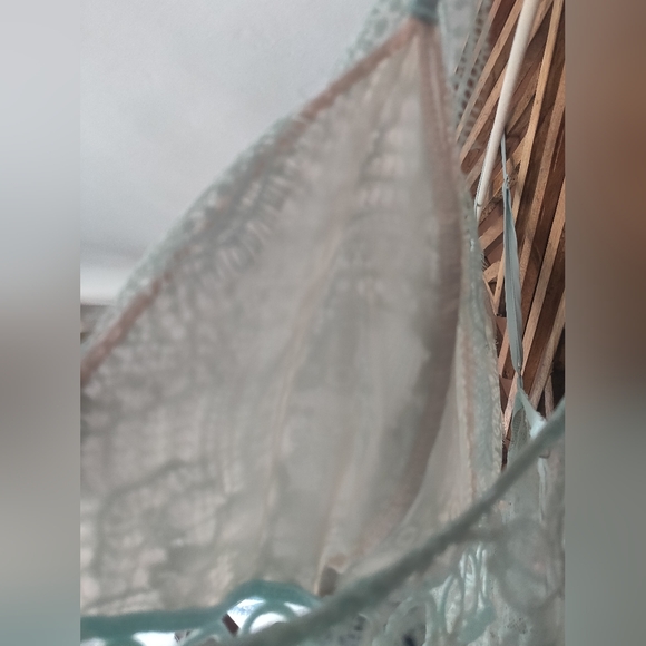 Victorias Secret Slip Dress Womens Size LARGElace Aqua Fairycore Dainty Feminine - Picture 8 of 10